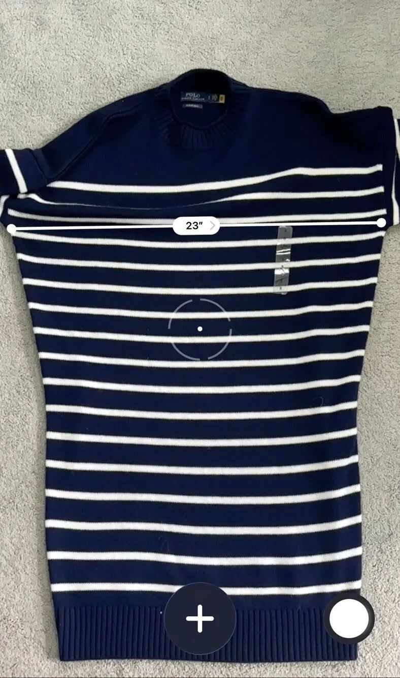 Ralph Lauren Navy & Cream Striped Wool Knit Sweater dress A46 - Picture 9 of 9